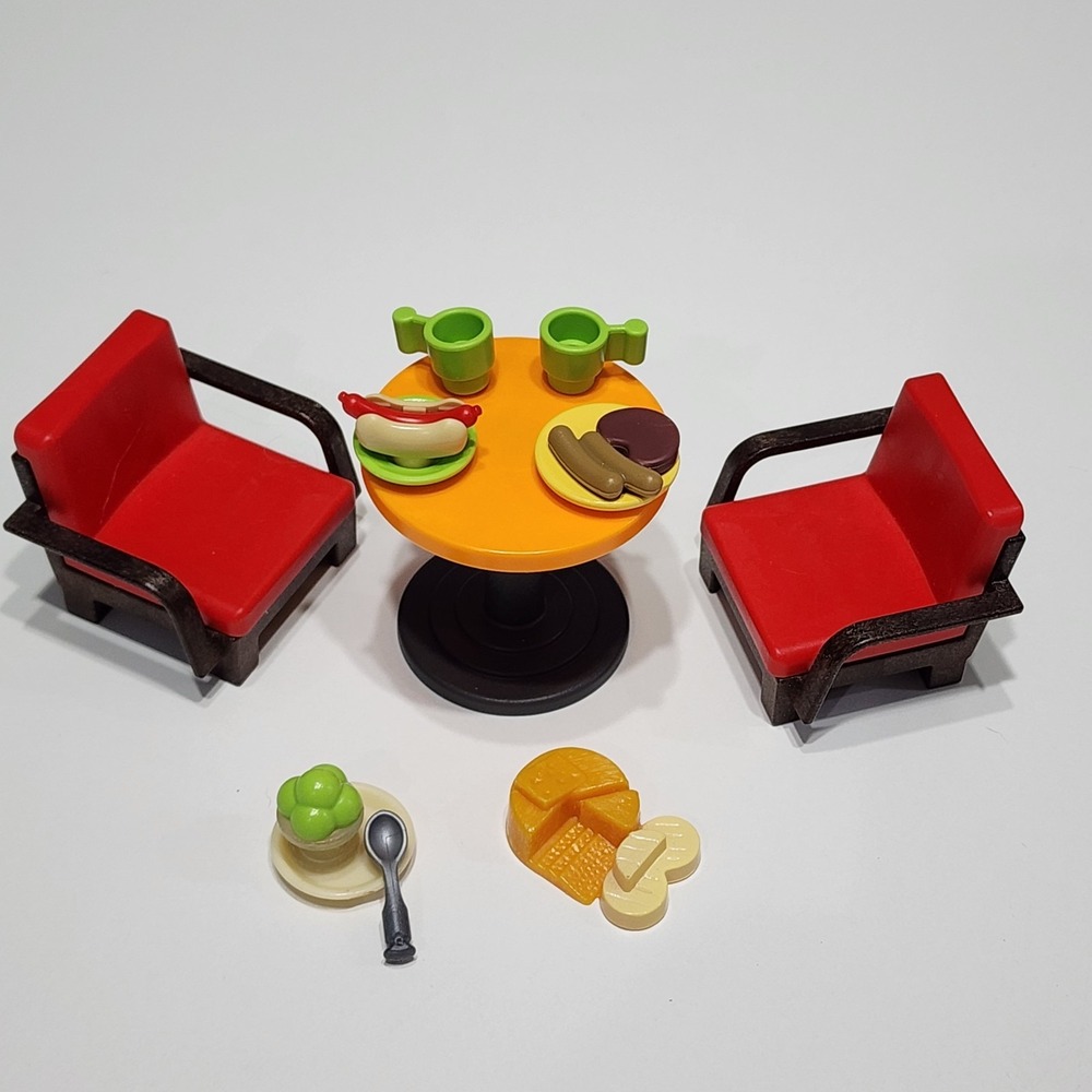 Playmobil Round Table Chairs Food Cups Cafe Doll House Replacement Parts Lot‎